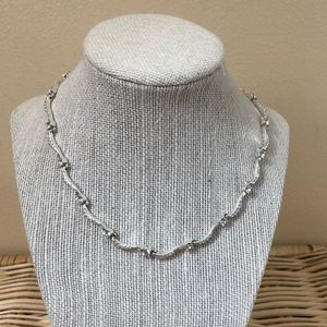 CaroLee Silver Necklace with Faux Diamonds